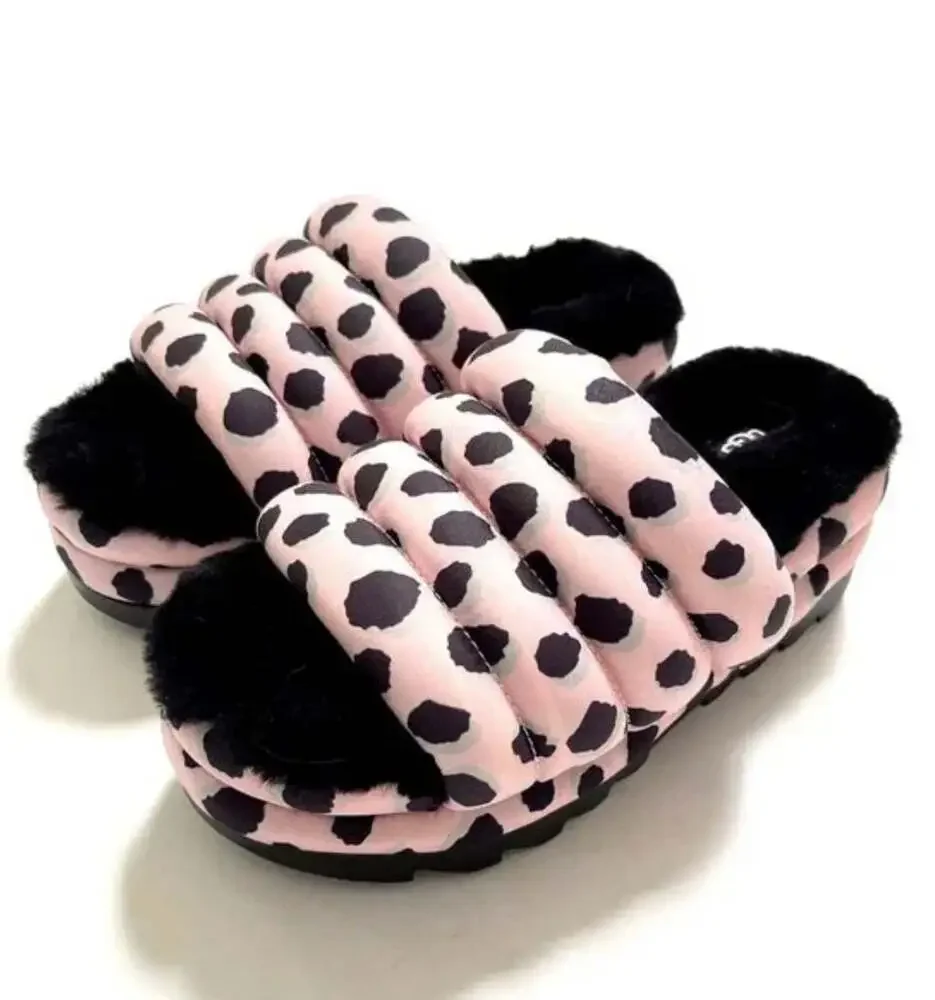 UGG Maxi Slide Cheetah Print Platform Sandals